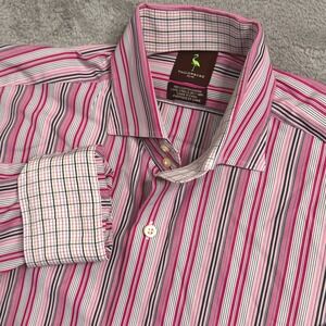 TailorByrd Men's Medium Stripe Button Down Shirt Long Sleeve Embroidered Bird